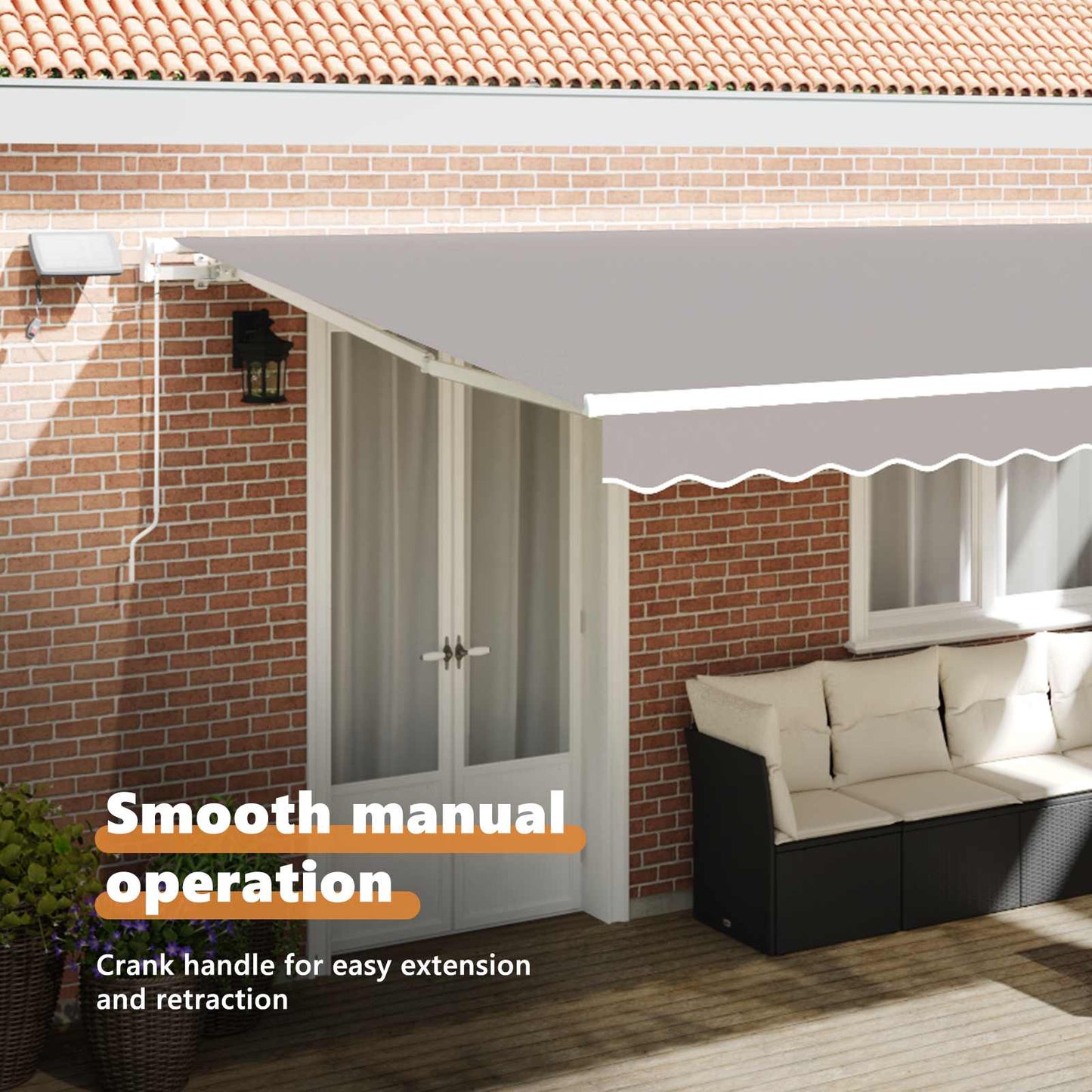 Retractable Awning Light Grey 500 x 300 cm Fabric and Aluminium