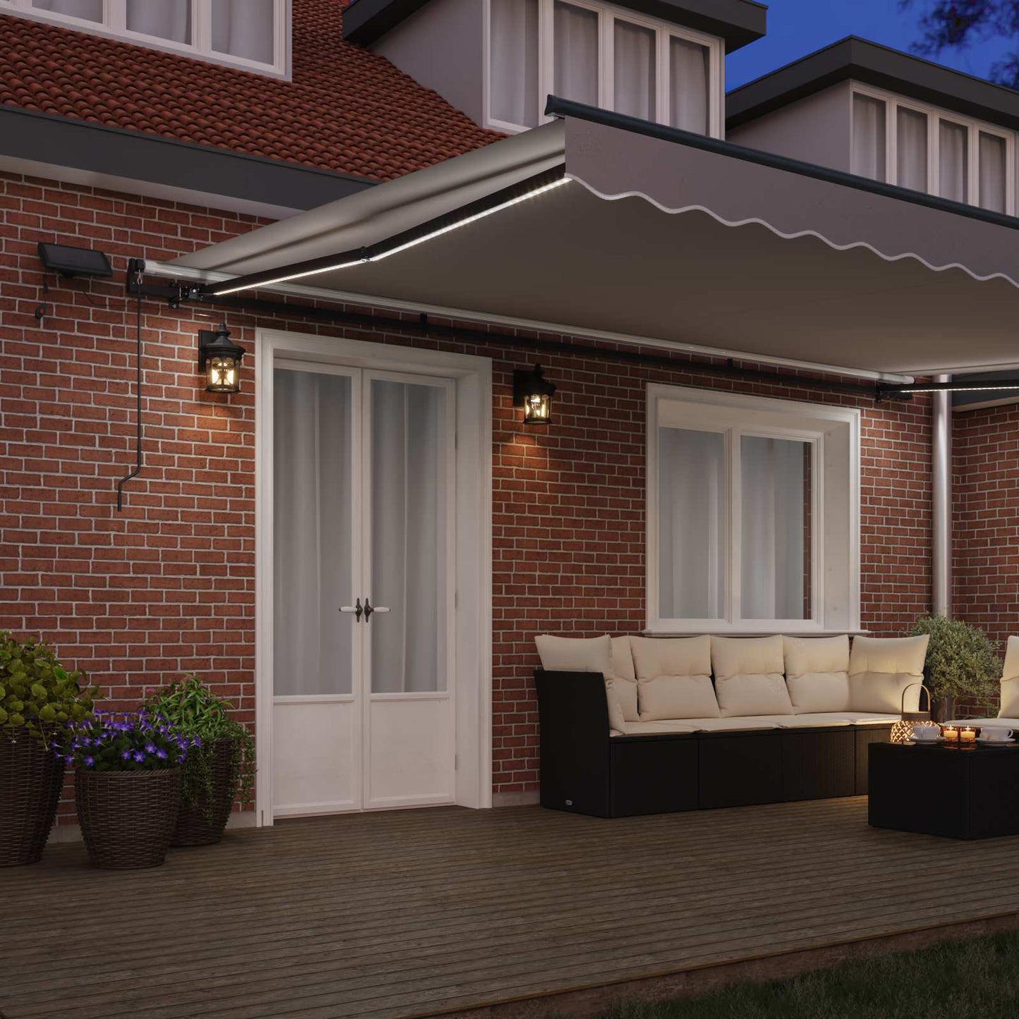 Retractable Awning Manual Light grey 500 x 300 cm Fabric