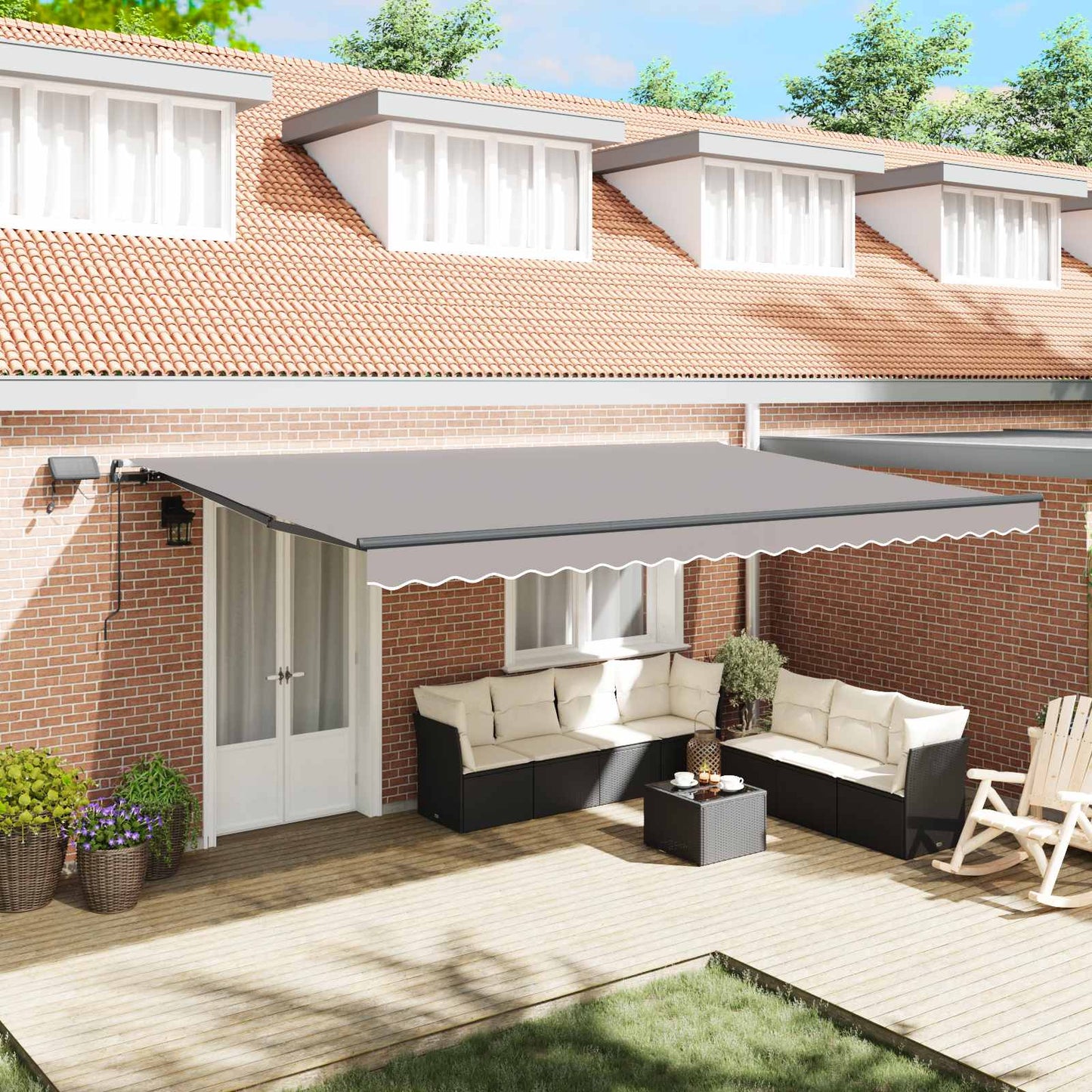 Retractable Awning Manual Light grey 500 x 300 cm Fabric