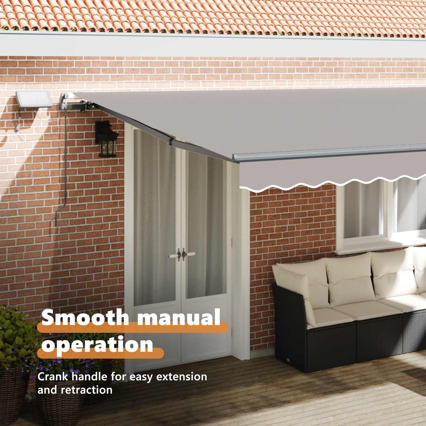 Retractable Awning Light Grey 500 x 300 cm Fabric and Aluminium