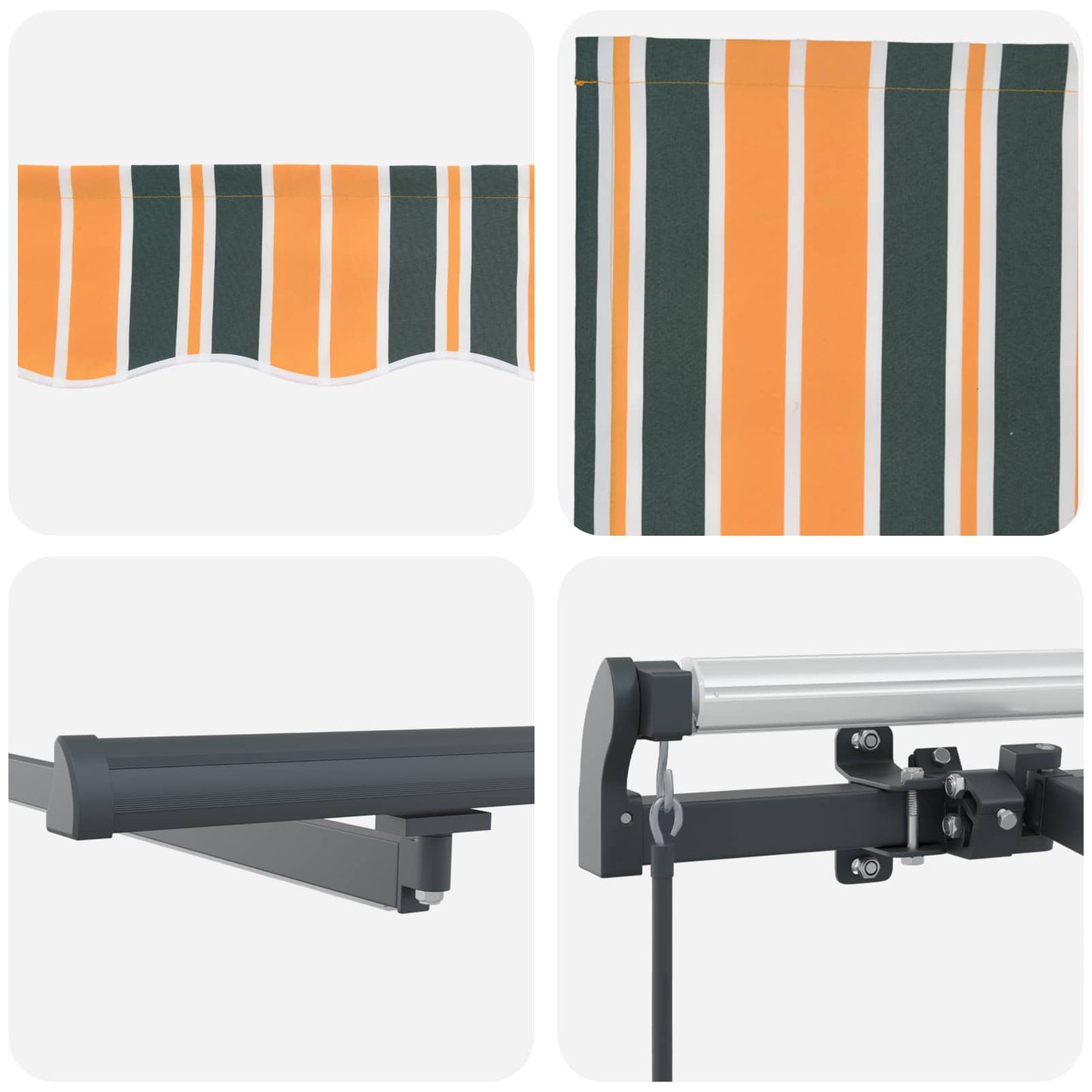 Retractable Awning Manual Green and yellow 500 x 300 cm Fabric