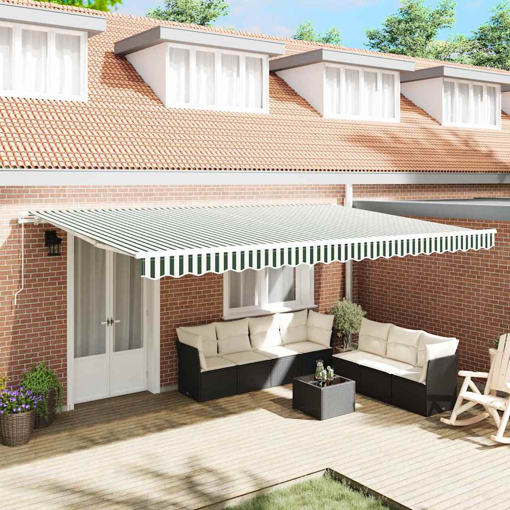 Retractable Awning Retractable Green and White 500 x 300 cm