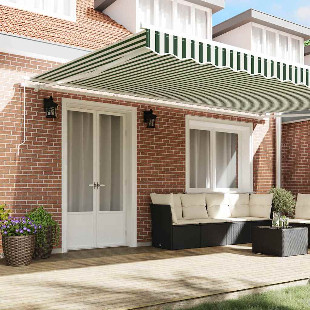 Retractable Awning Retractable Green and White 500 x 300 cm