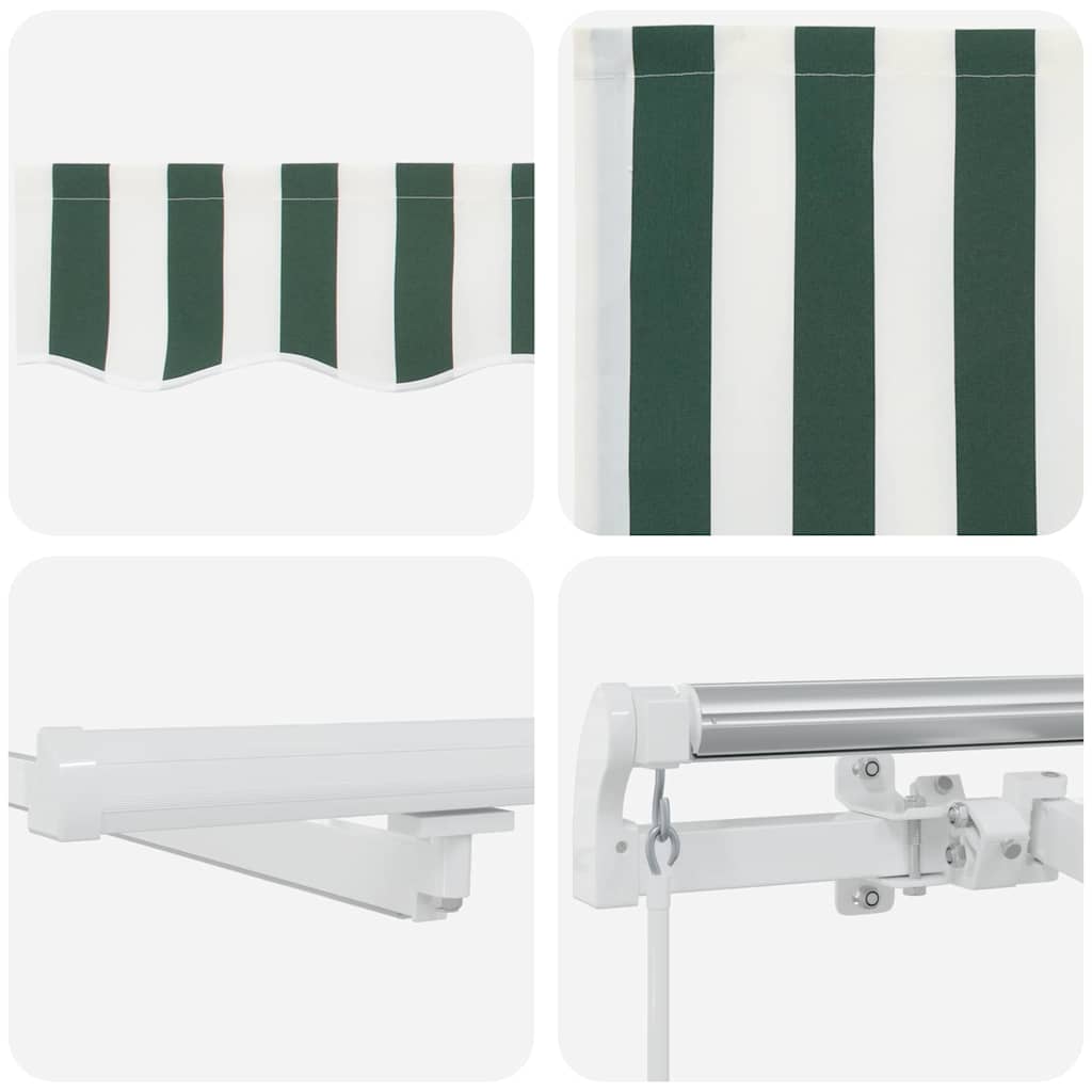 Retractable Awning Manual Green and White 500 x 300 cm