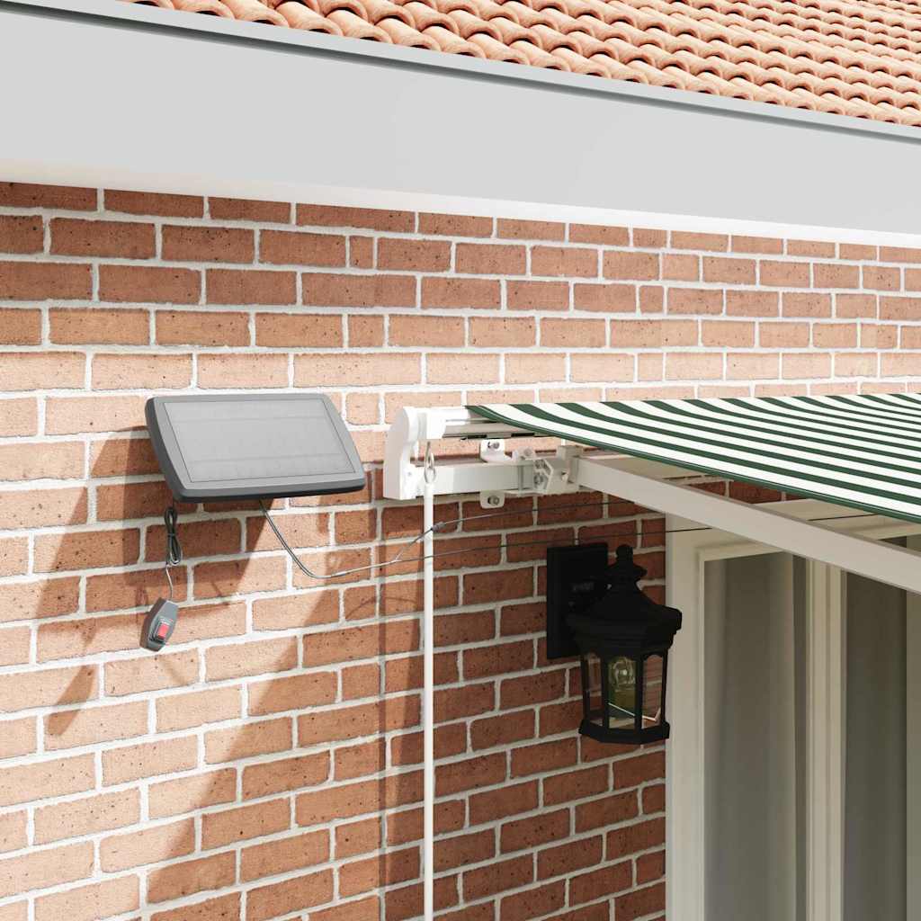 Retractable Awning Manual Green and White 500 x 300 cm