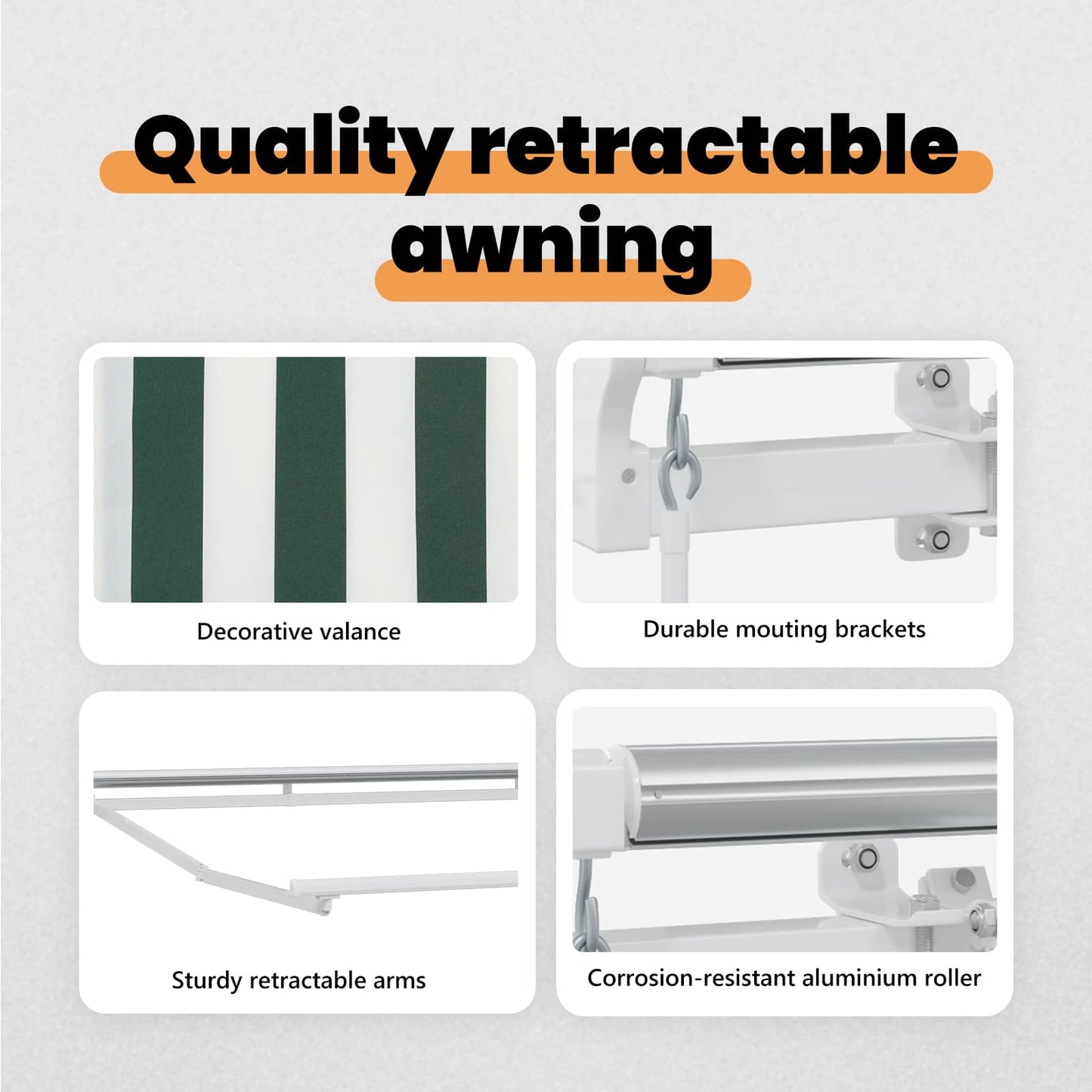 Retractable Awning Green and White 500 x 300 cm