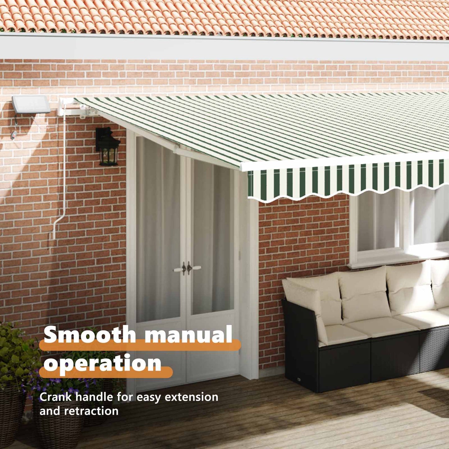 Retractable Awning Green and White 500 x 300 cm
