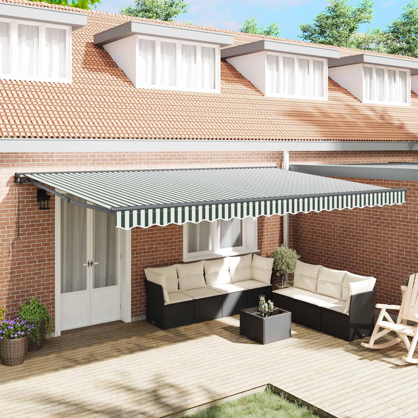 Awning Frame Green and White 500 x 300 cm