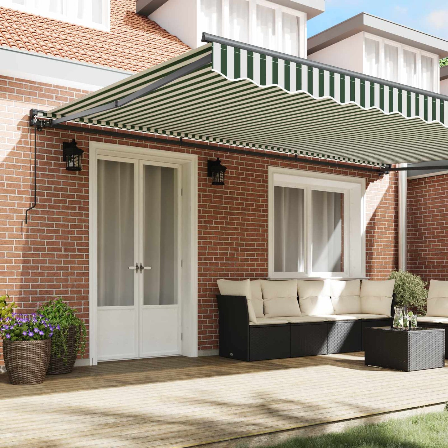 Awning Frame Green and White 500 x 300 cm
