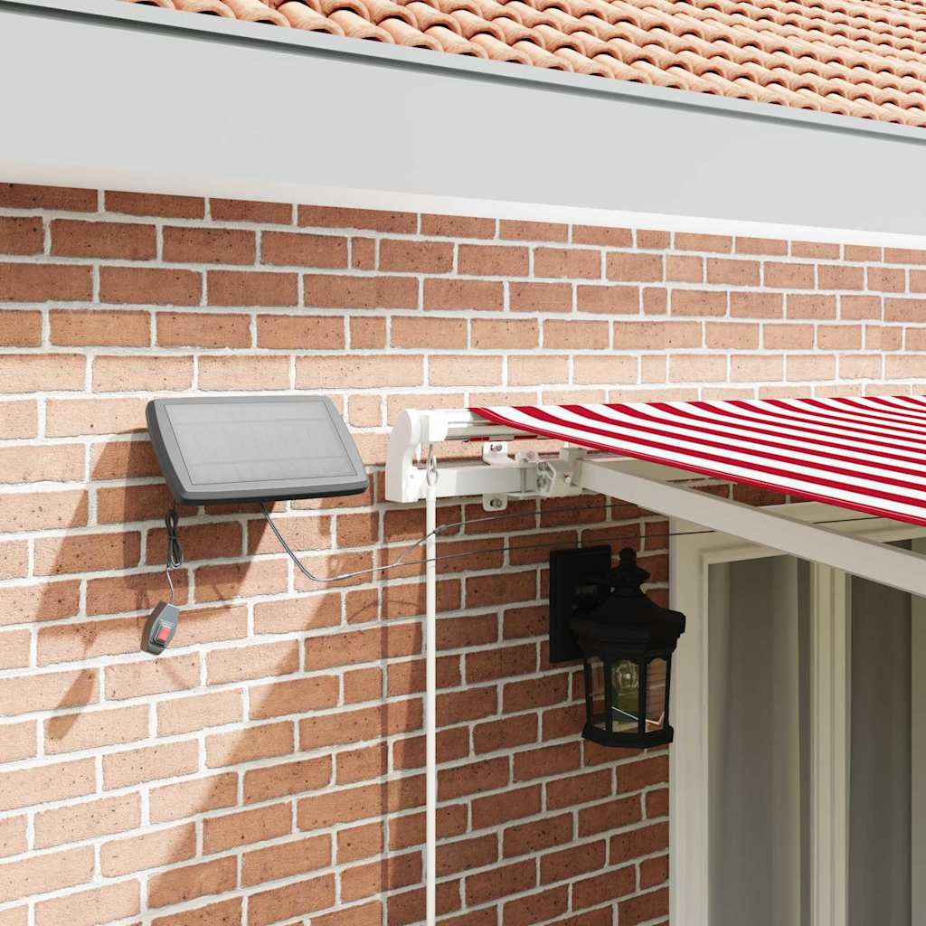 Retractable Awning Red and White 500 x 350 cm Fabric and Steel