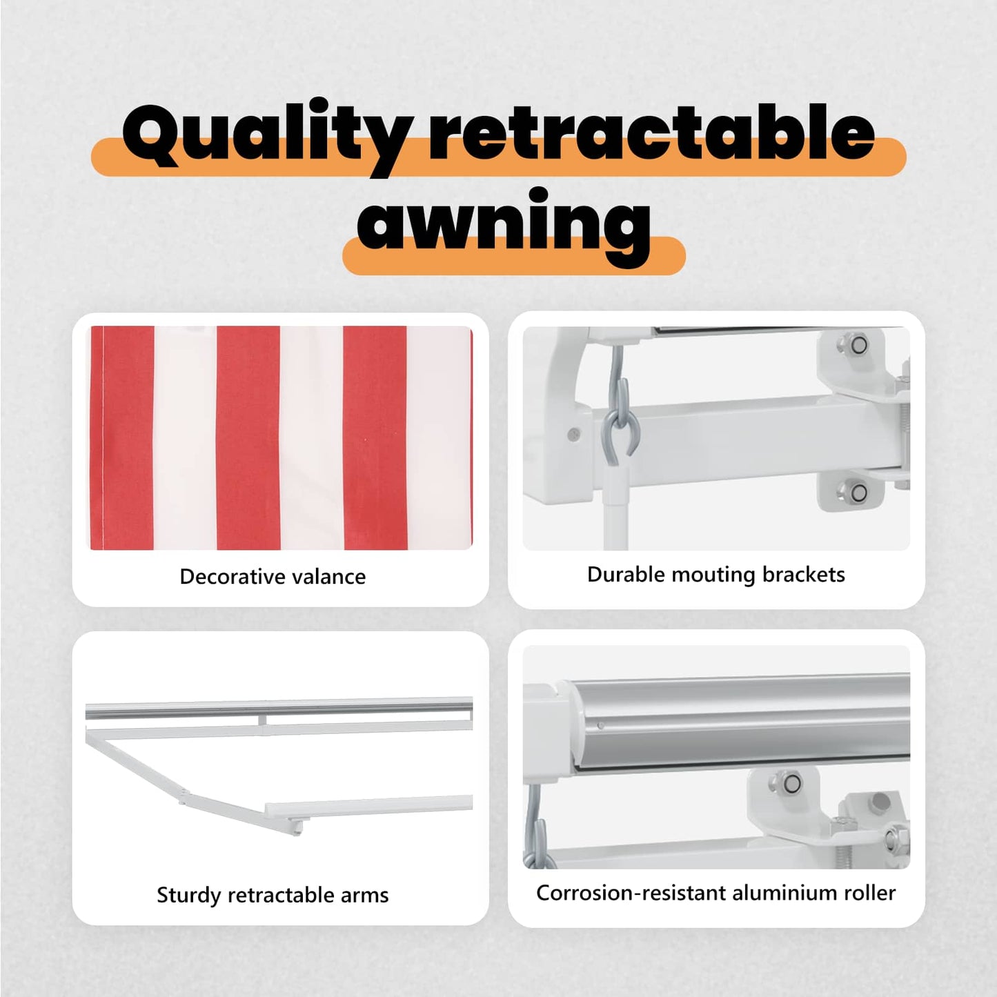 Retractable Awning Red and White 500 x 350 cm