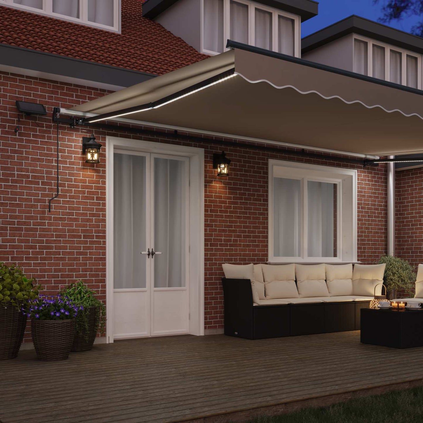 Retractable Awning Manual Beige 500 x 350 cm Fabric