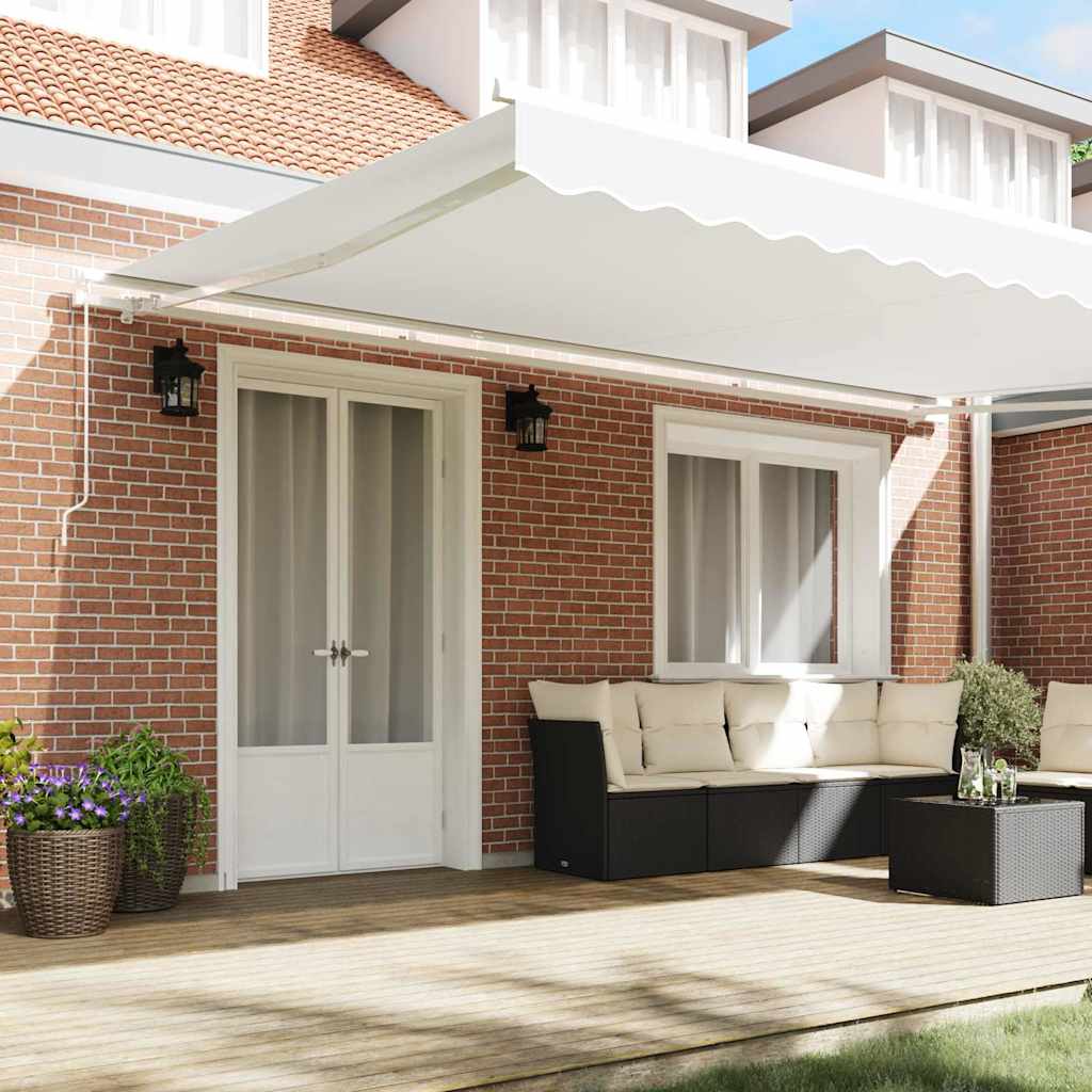 Retractable Awning White 500 x 350 cm Polyester and Aluminium