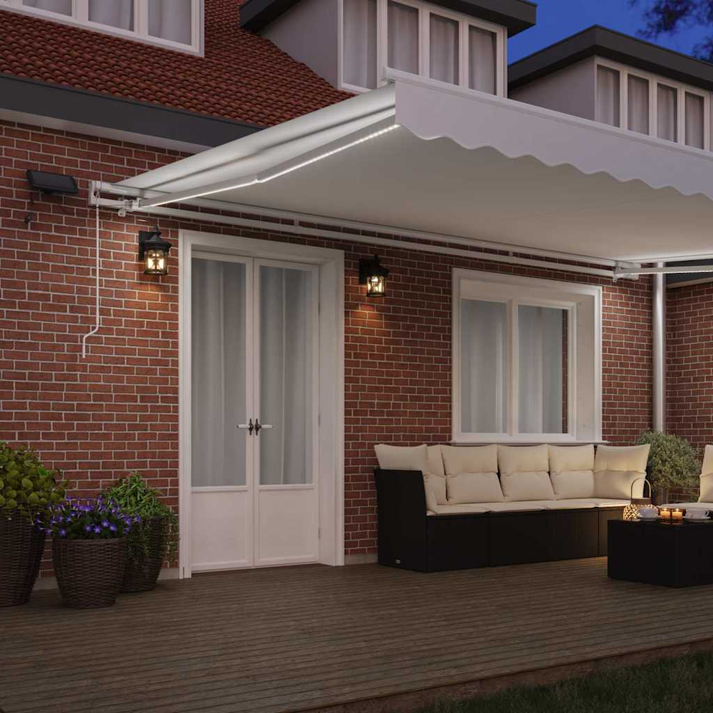 Retractable Awning Manual White 500 x 350 cm Fabric and Steel