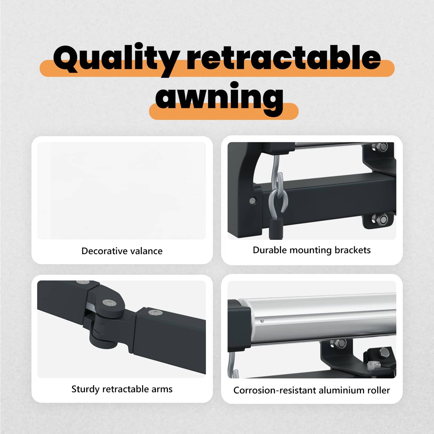 Retractable Awning White 500 x 350 cm Polyester and Aluminium