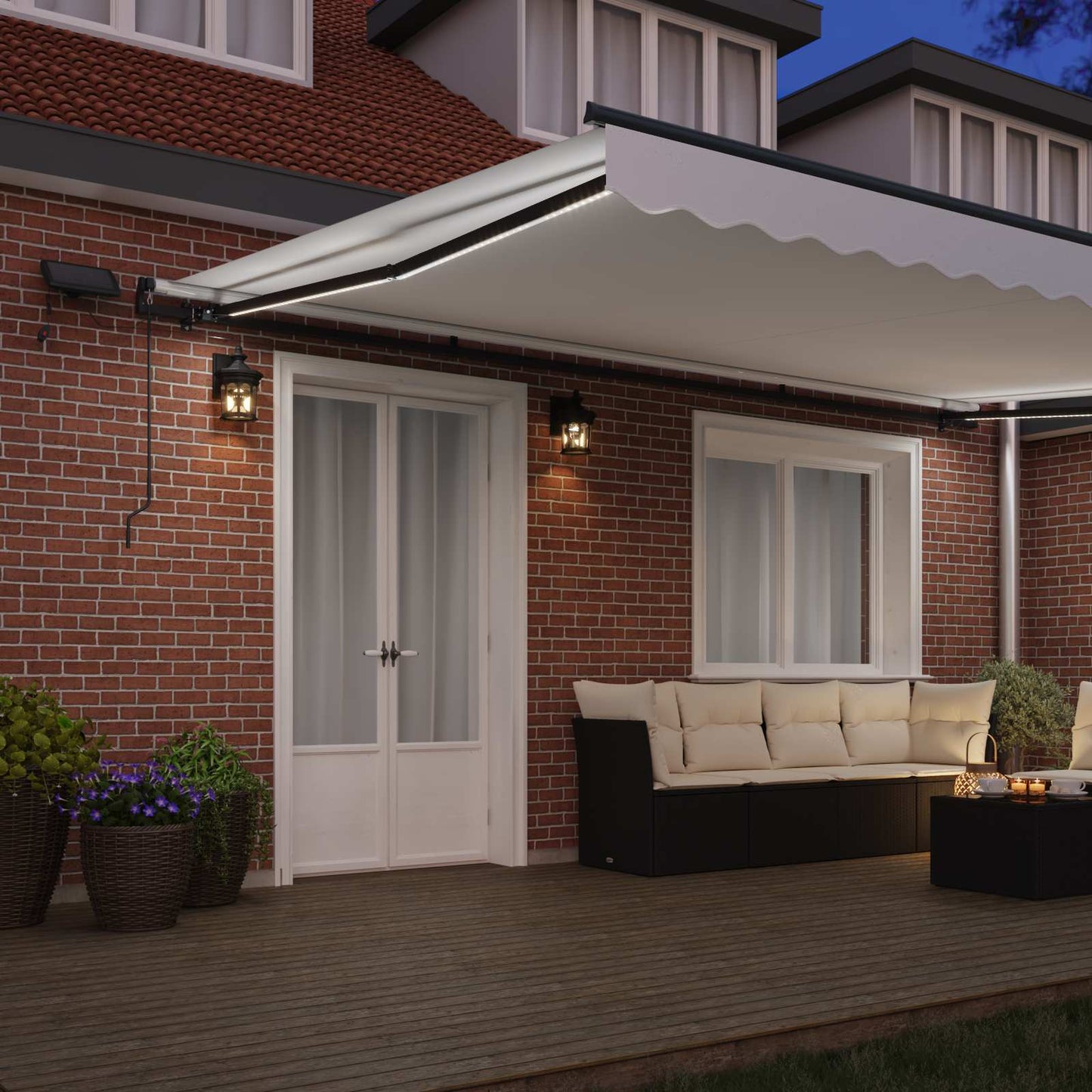 Retractable Awning Manual White 500 x 350 cm Fabric