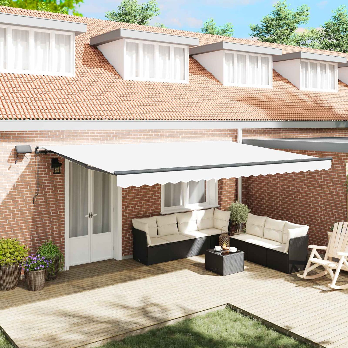 Retractable Awning Manual White 500 x 350 cm Fabric