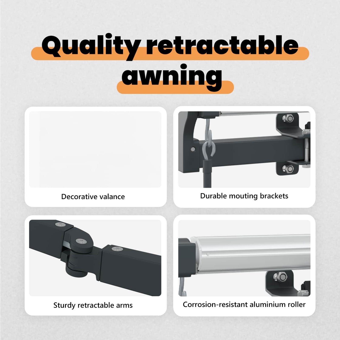 Retractable Awning White 500 x 350 cm Fabric and Aluminium
