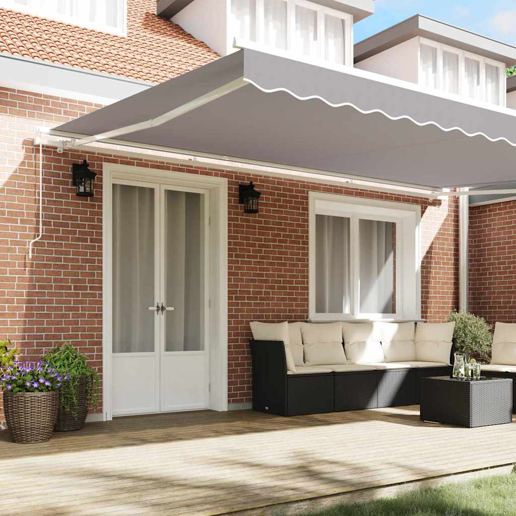 Retractable Awning Retractable Manual Light Grey 500 x 350 cm