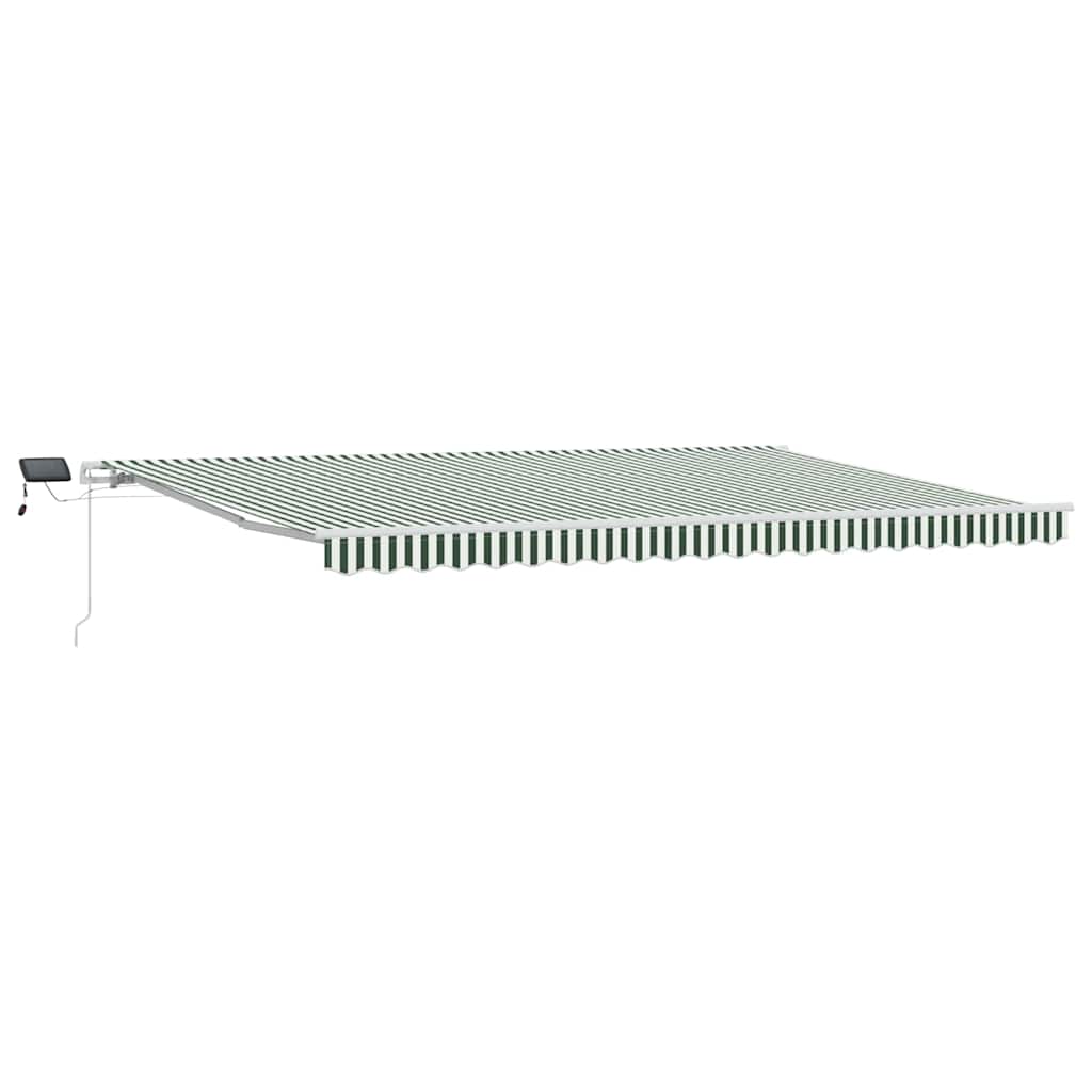 Retractable Awning Manual Green and White 500 x 350 cm