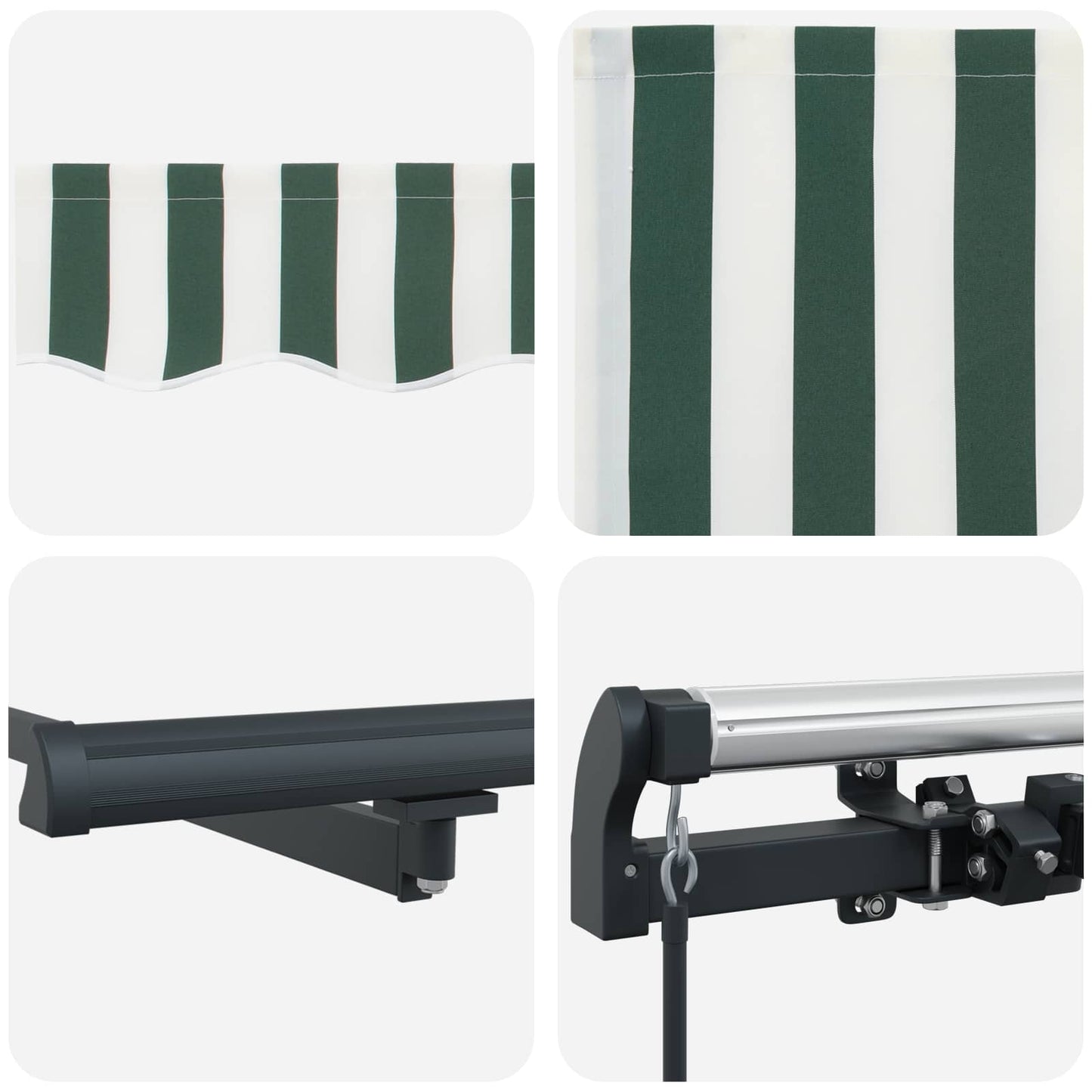 Retractable Awning Manual Green and White 500 x 350 cm