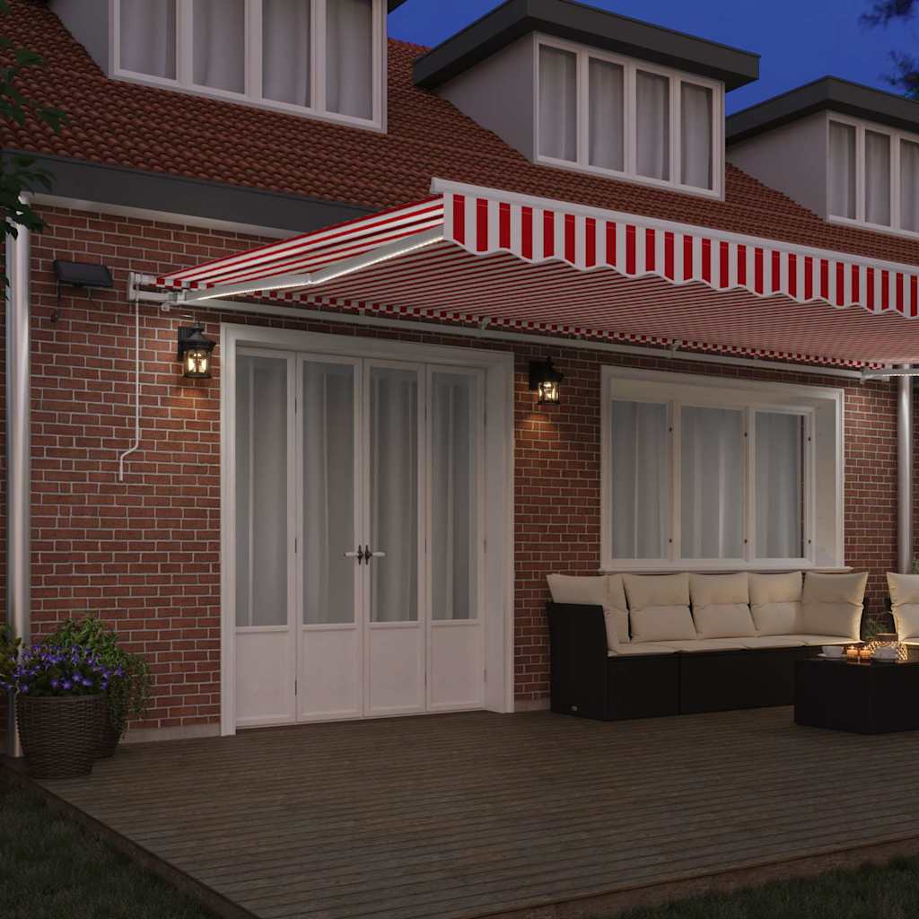 Retractable Awning Red and White 600 x 300 cm Fabric and Steel