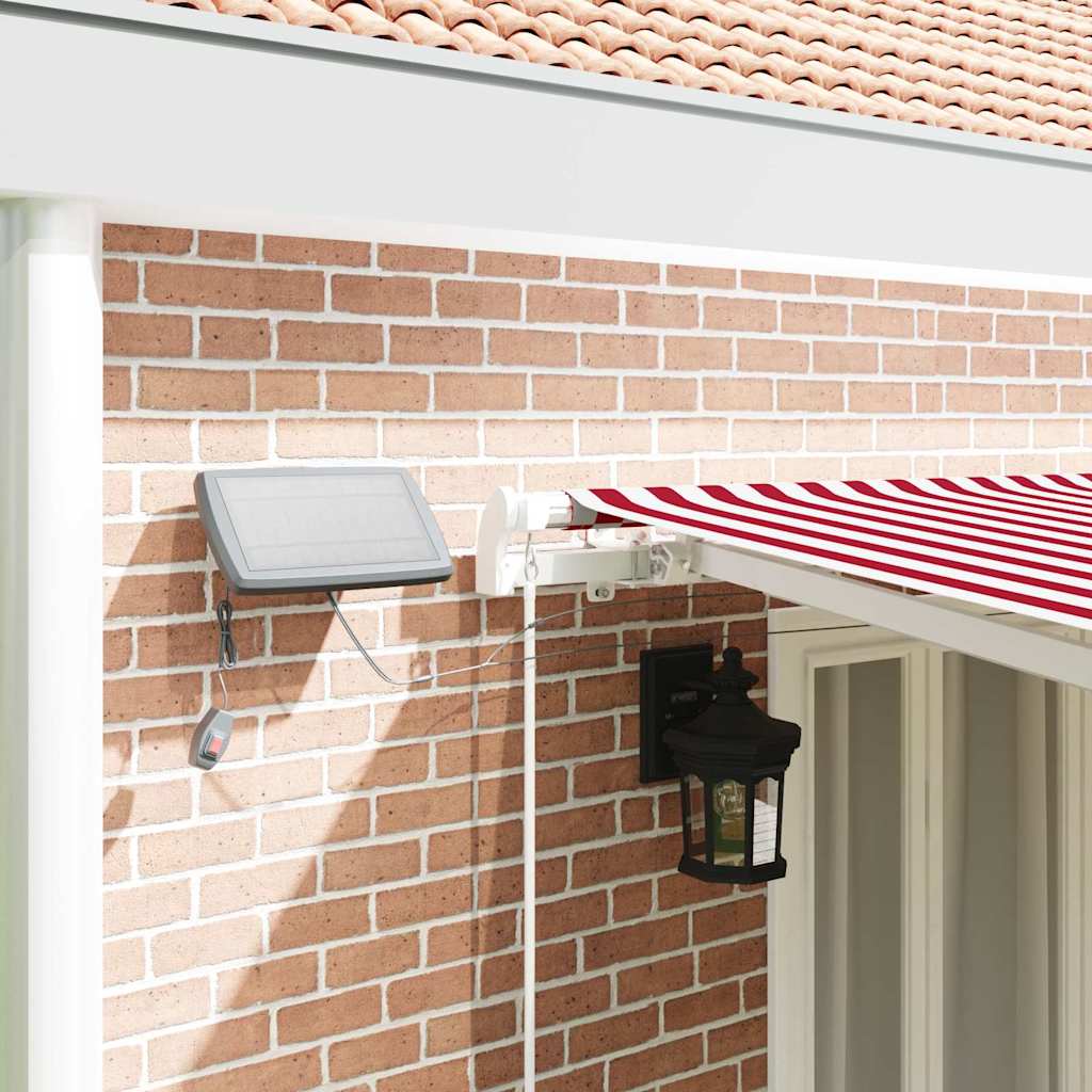Retractable Awning Red and White 600 x 300 cm Fabric and Steel
