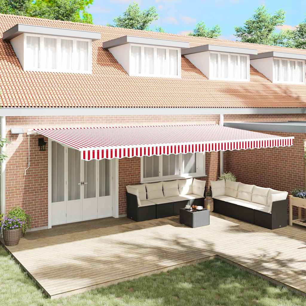 Retractable Awning Red and White 600 x 300 cm Fabric and Steel