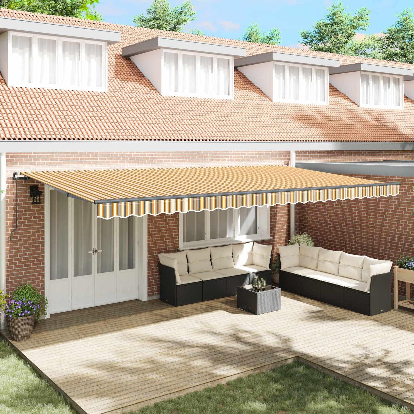 Retractable Awning Multicolour 600 x 300 cm Polyester and Steel