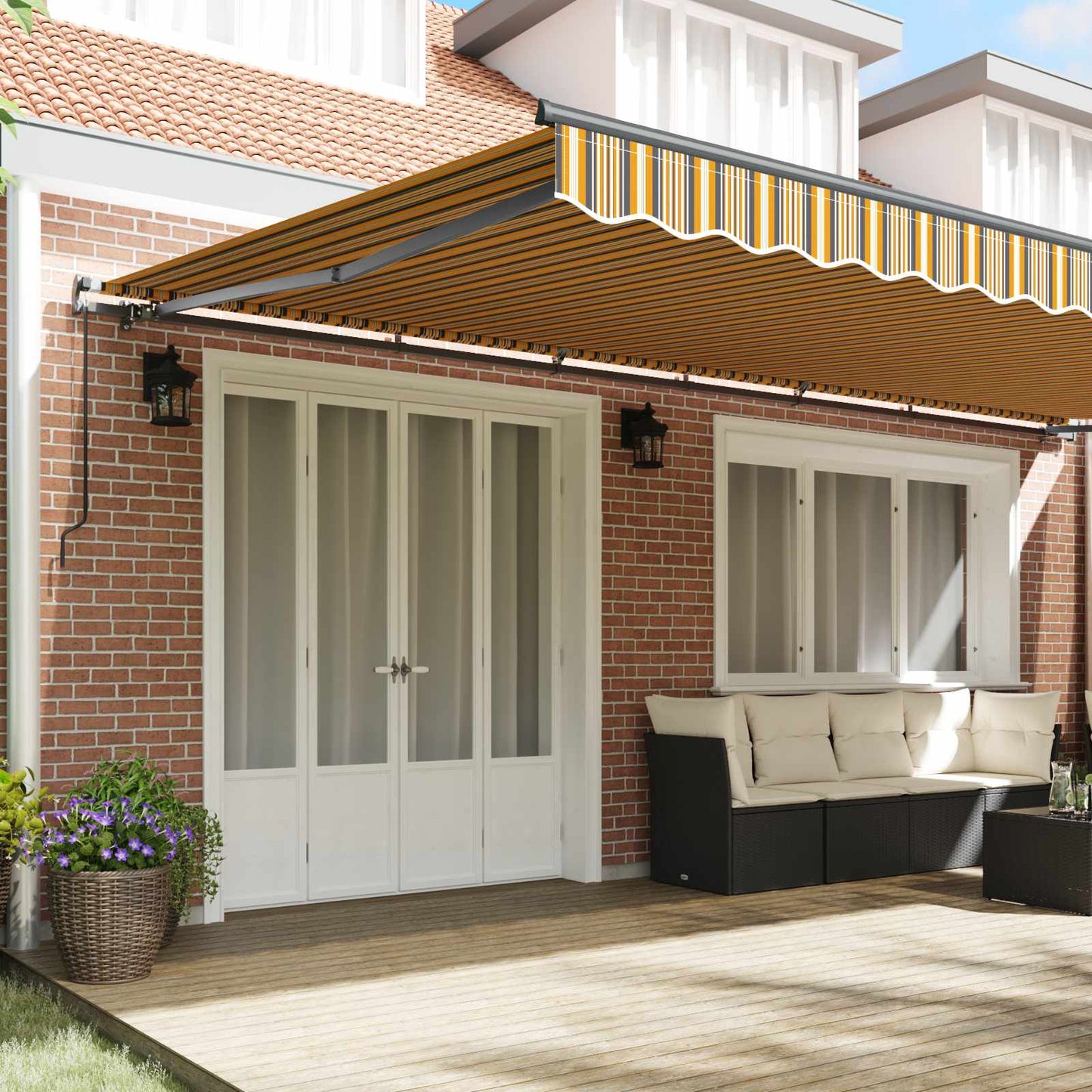 Retractable Awning Multicolour 600 x 300 cm Polyester and Steel
