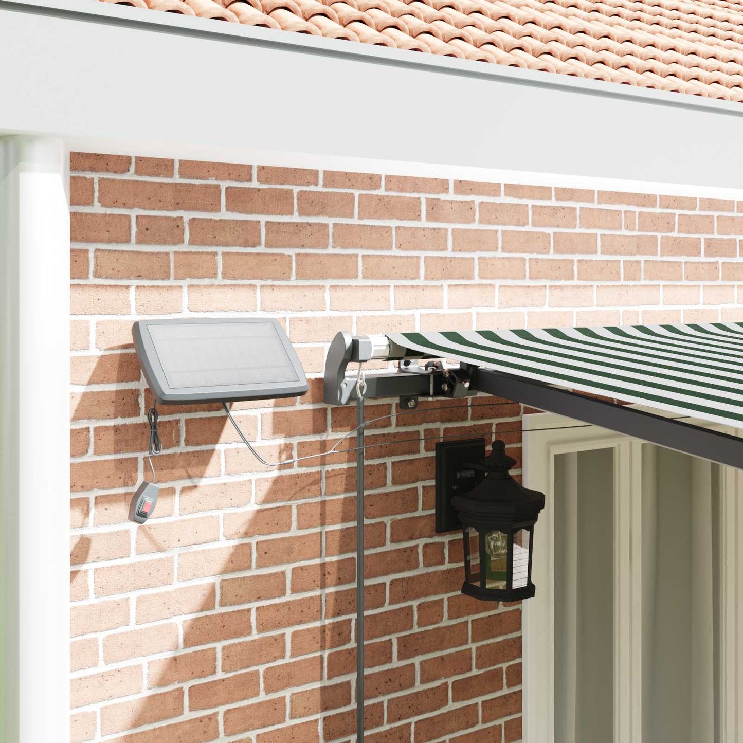 Retractable Awning Green and white 600 x 300 cm Fabric