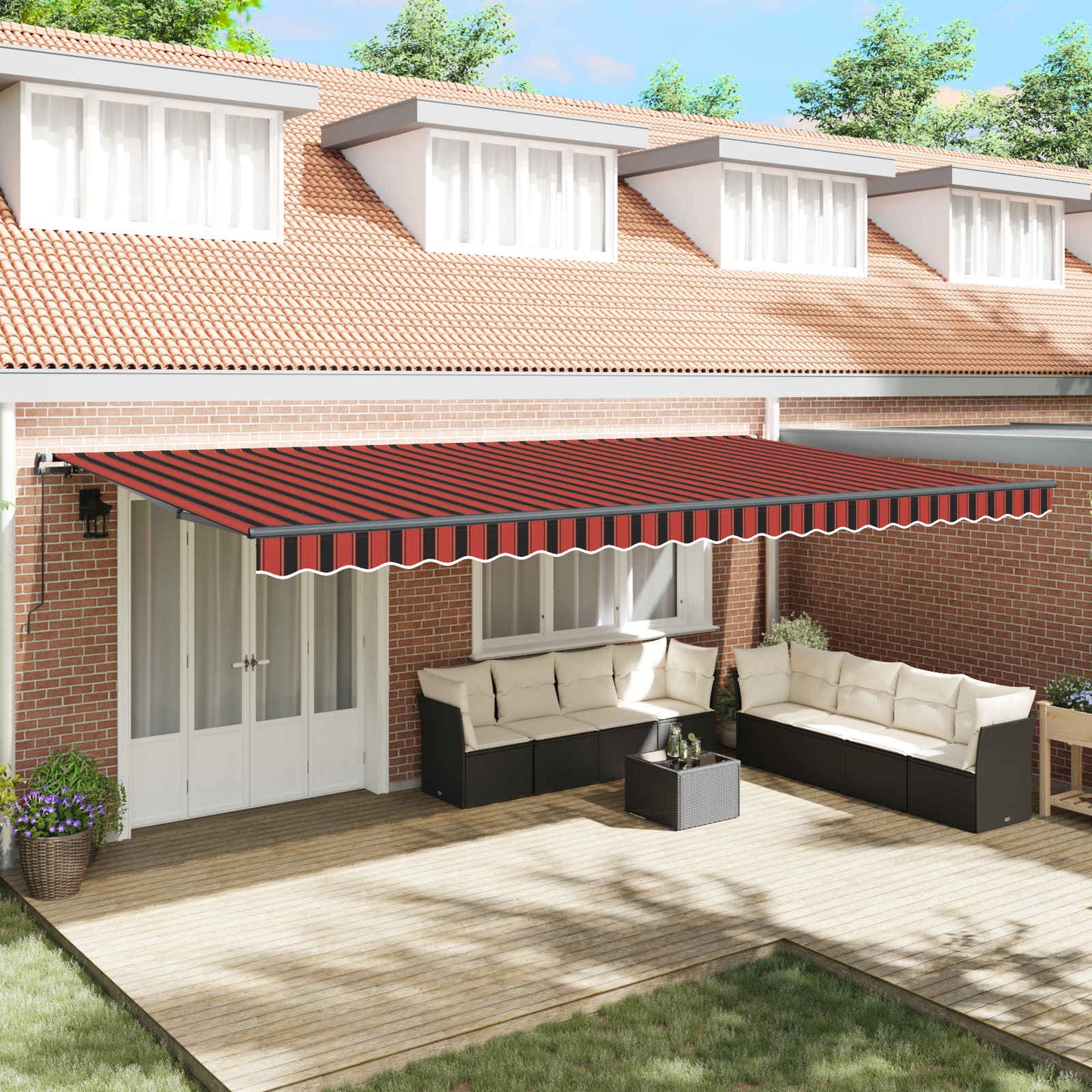 Retractable Awning Manual Orange and brown 600 x 350 cm