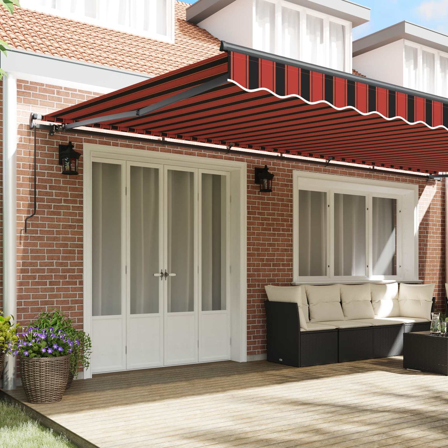 Retractable Awning Manual Orange and brown 600 x 350 cm