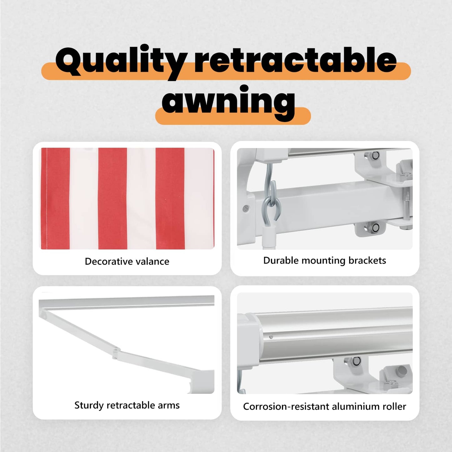 Retractable Awning Red and White 600 x 350 cm
