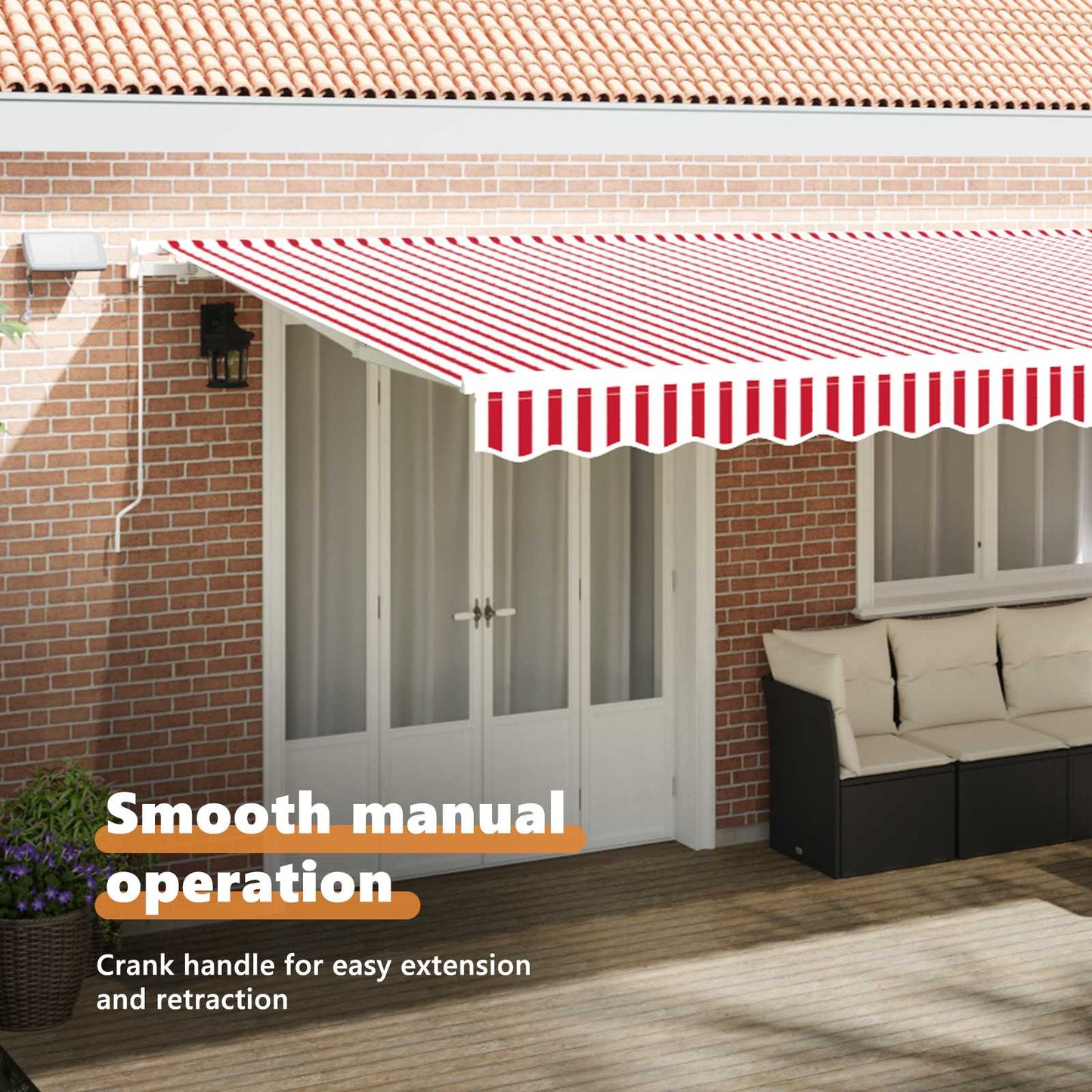 Retractable Awning Red and White 600 x 350 cm