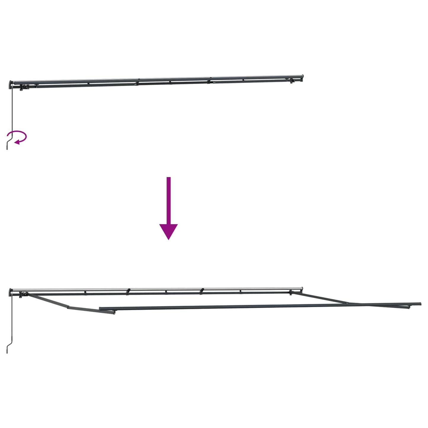 Retractable Awning Manual Red and White 600 x 350 cm
