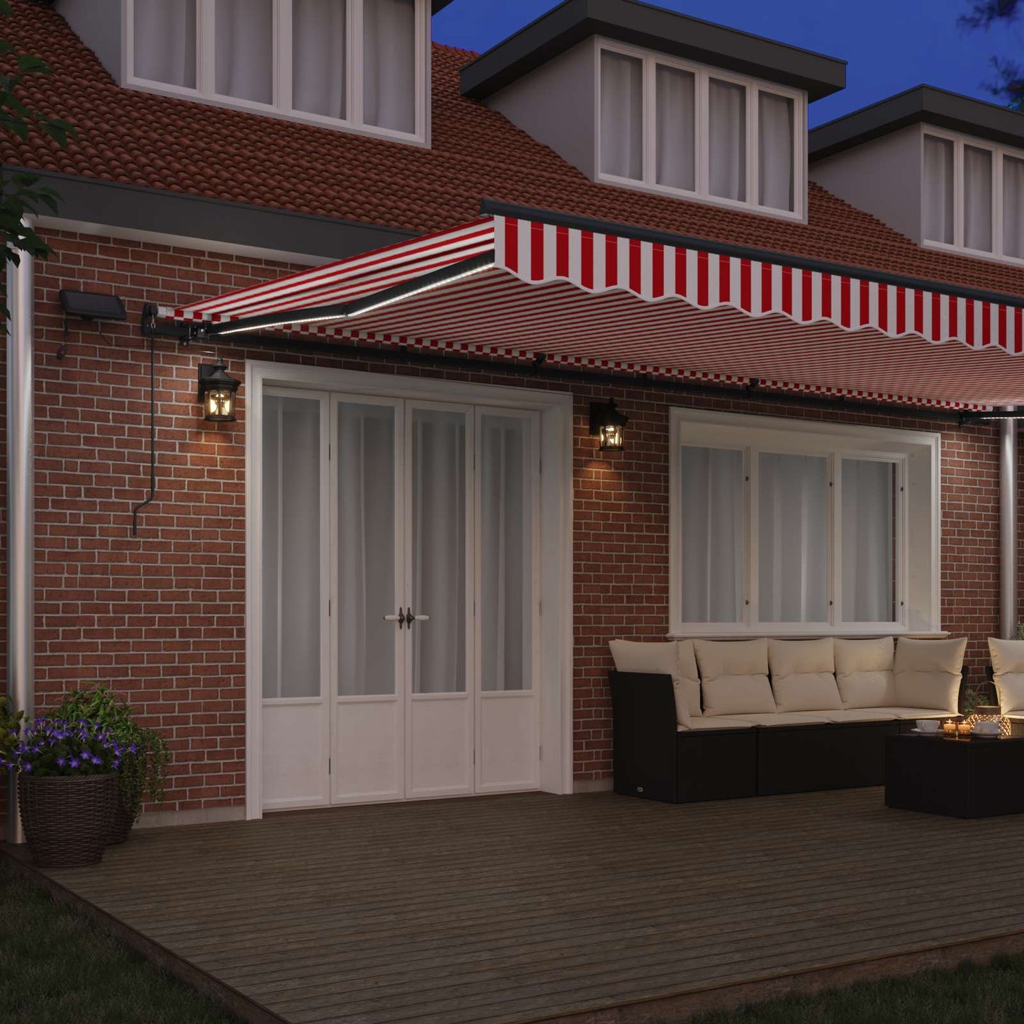 Retractable Awning Manual Red and white 600 x 350 cm Fabric