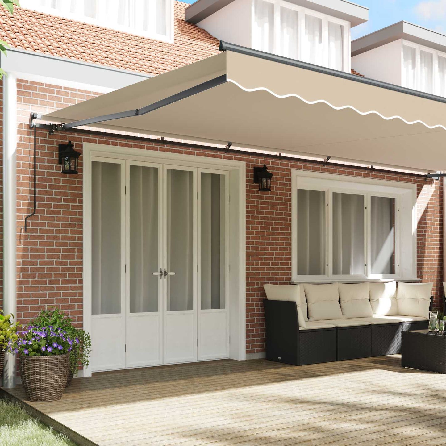 Retractable Awning Beige 600 x 350 cm Polyester and Steel