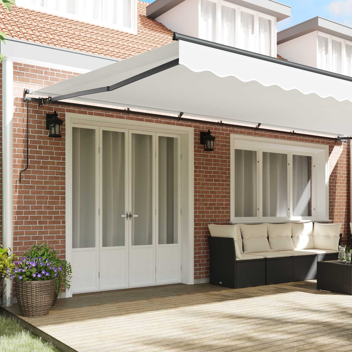 Retractable Awning White 600 x 350 cm Polyester and Aluminium