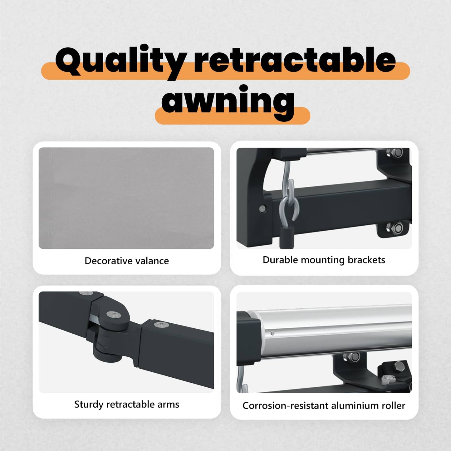 Retractable Awning Light Grey 600 x 350 cm