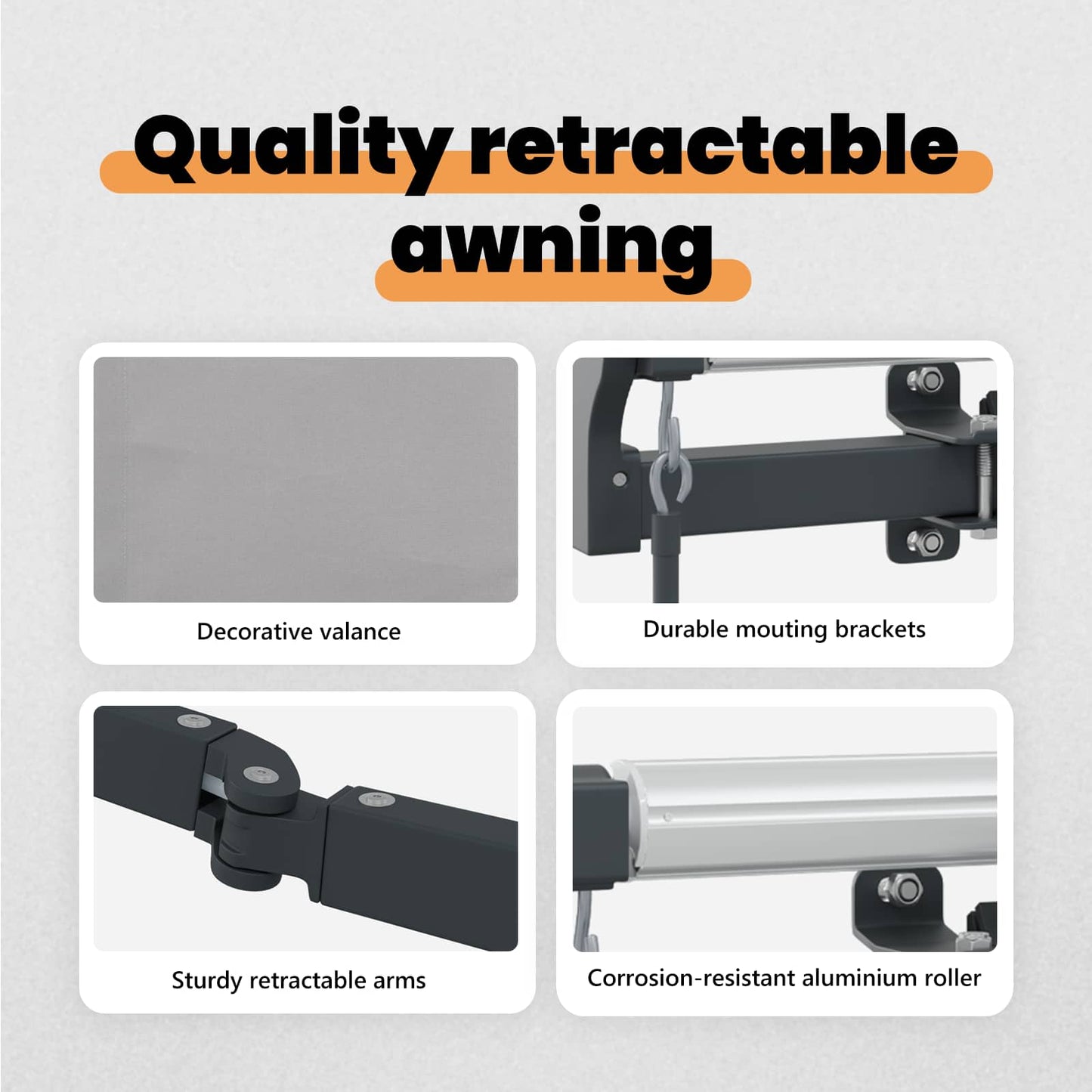 Retractable Awning Light Grey 600 x 350 cm Fabric and Aluminium