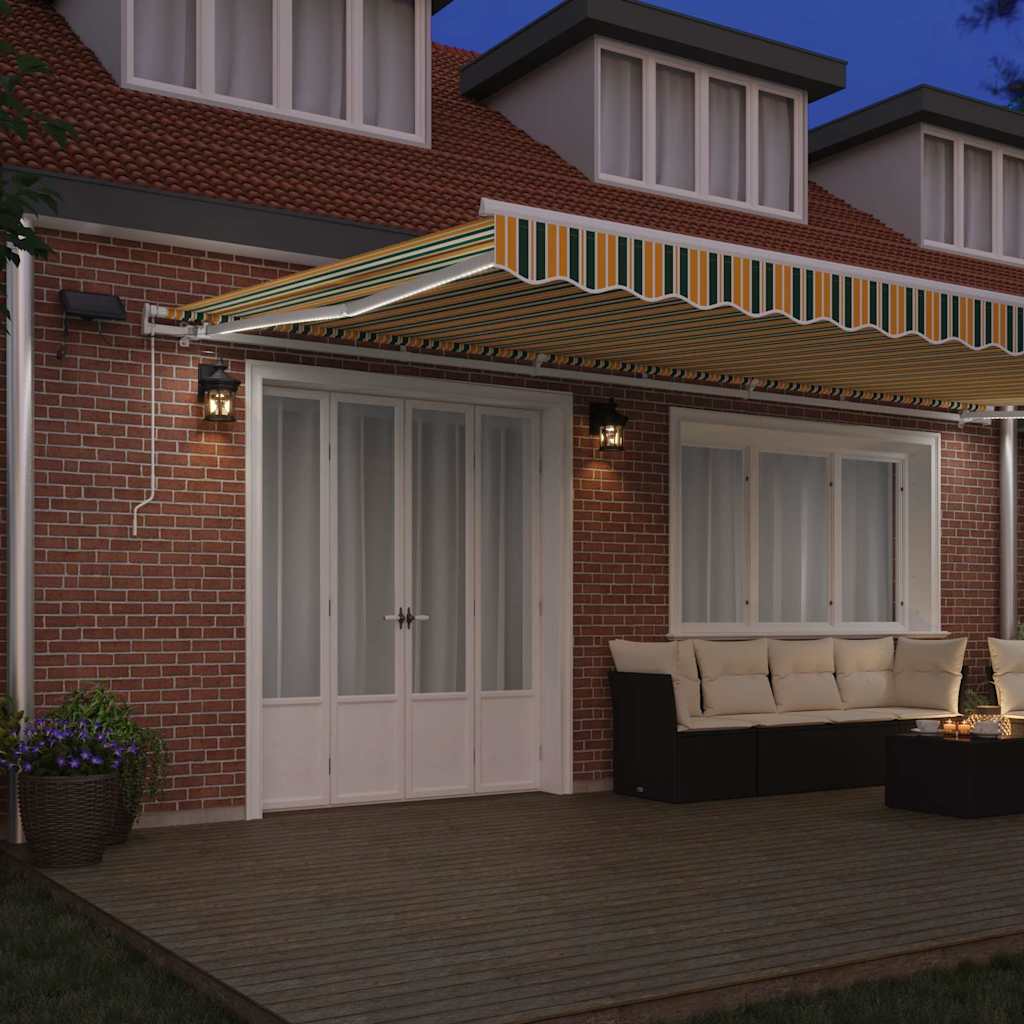 Retractable Awning Manual Green and yellow 600 x 350 cm