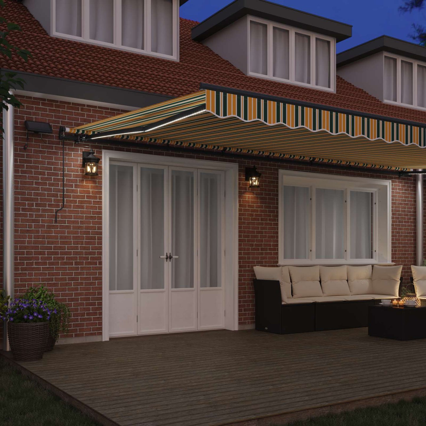 Retractable Awning Manual Green and yellow 600 x 350 cm Fabric