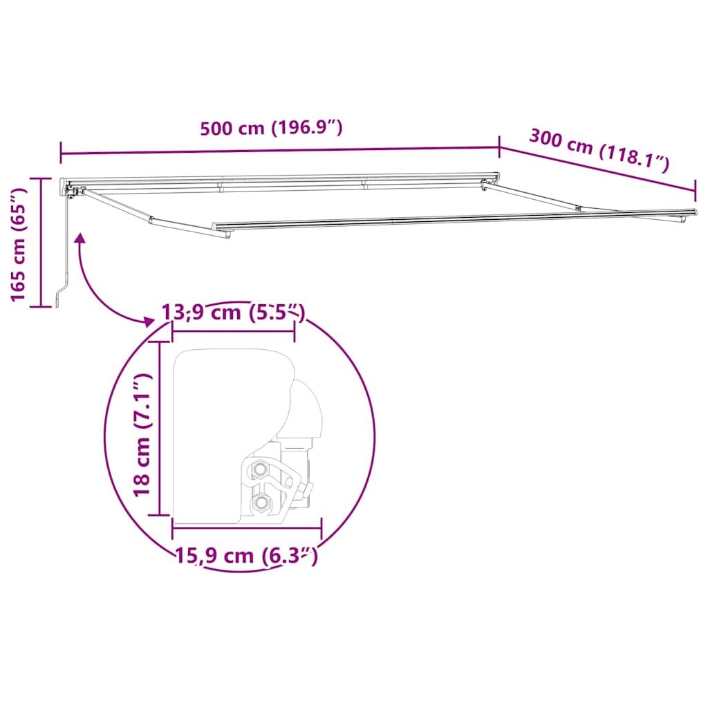 Awning Frame Manual Adjustable Anthracite 5 x 3 m Steel