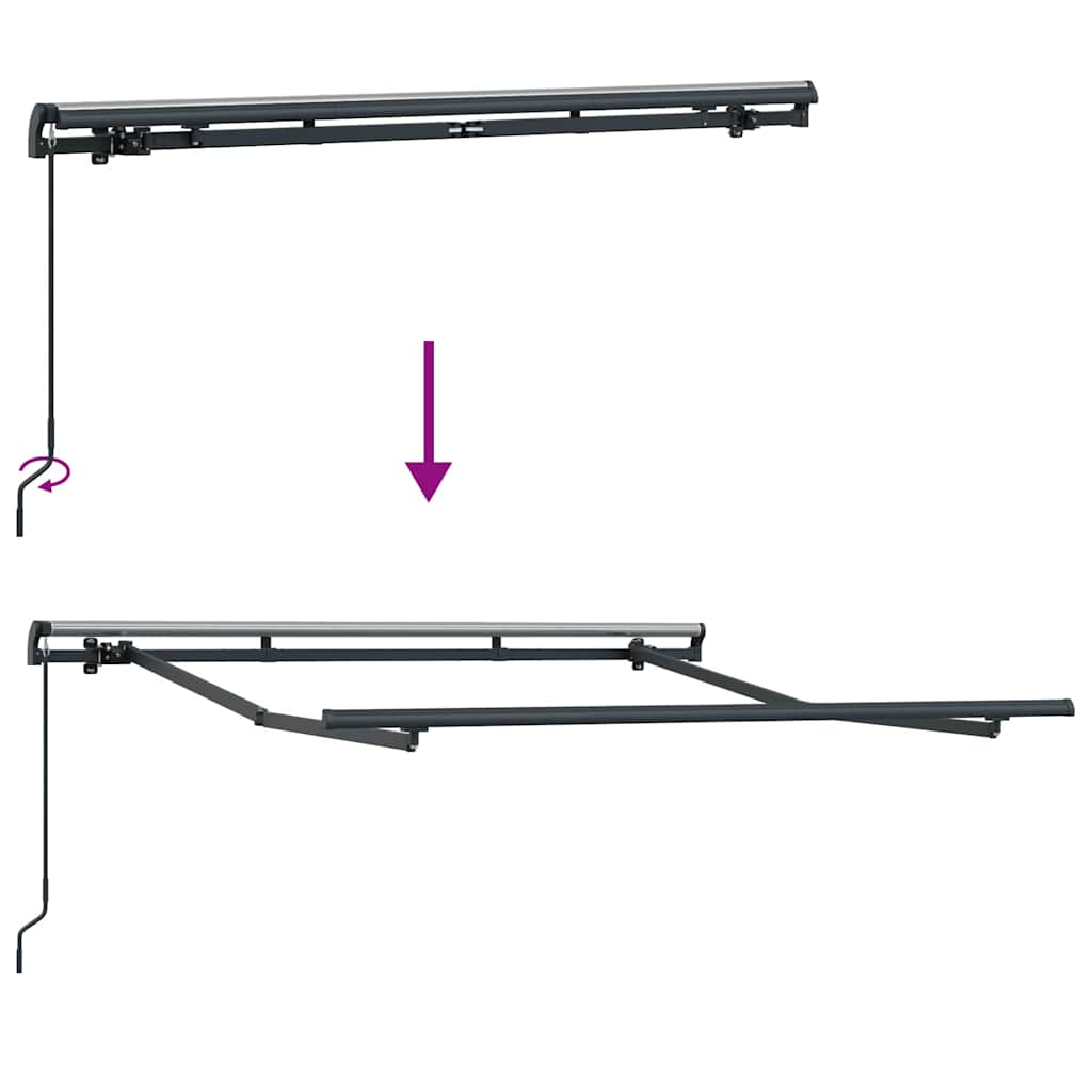 Awning Frame Retractable Manual Anthracite 2.5 x 2 m Metal