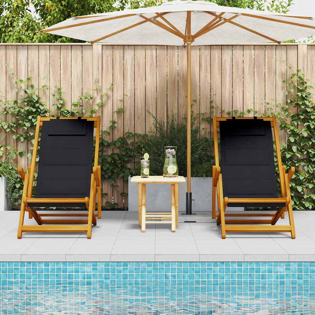 Beach Chair 2 pcs Brown Solid Acacia Wood