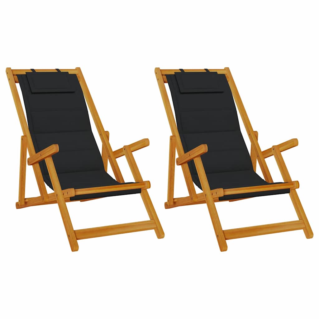 Beach Chair 2 pcs Brown Solid Acacia Wood
