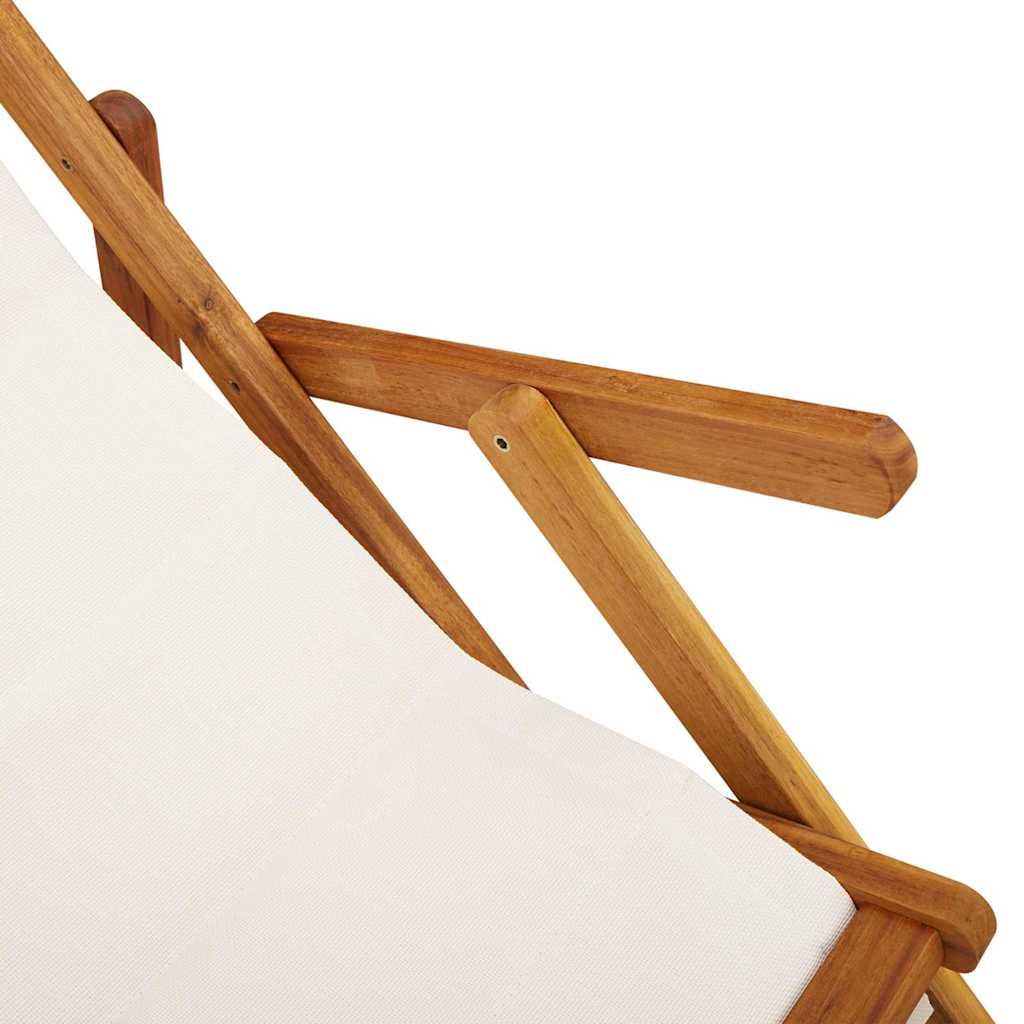 Beach Chair with Cushion Folding 2 pcs Brown Solid Acacia Wood