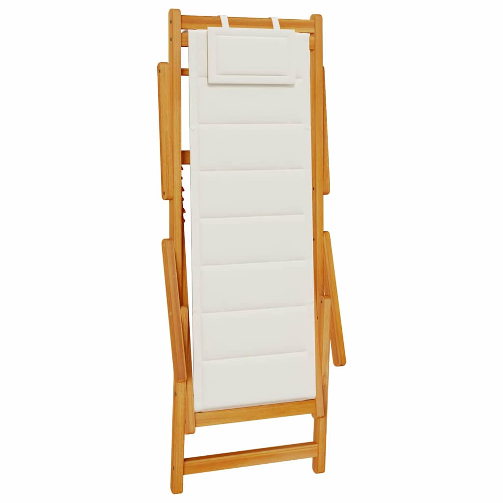 Beach Chair with Cushion Folding 2 pcs Brown Solid Acacia Wood