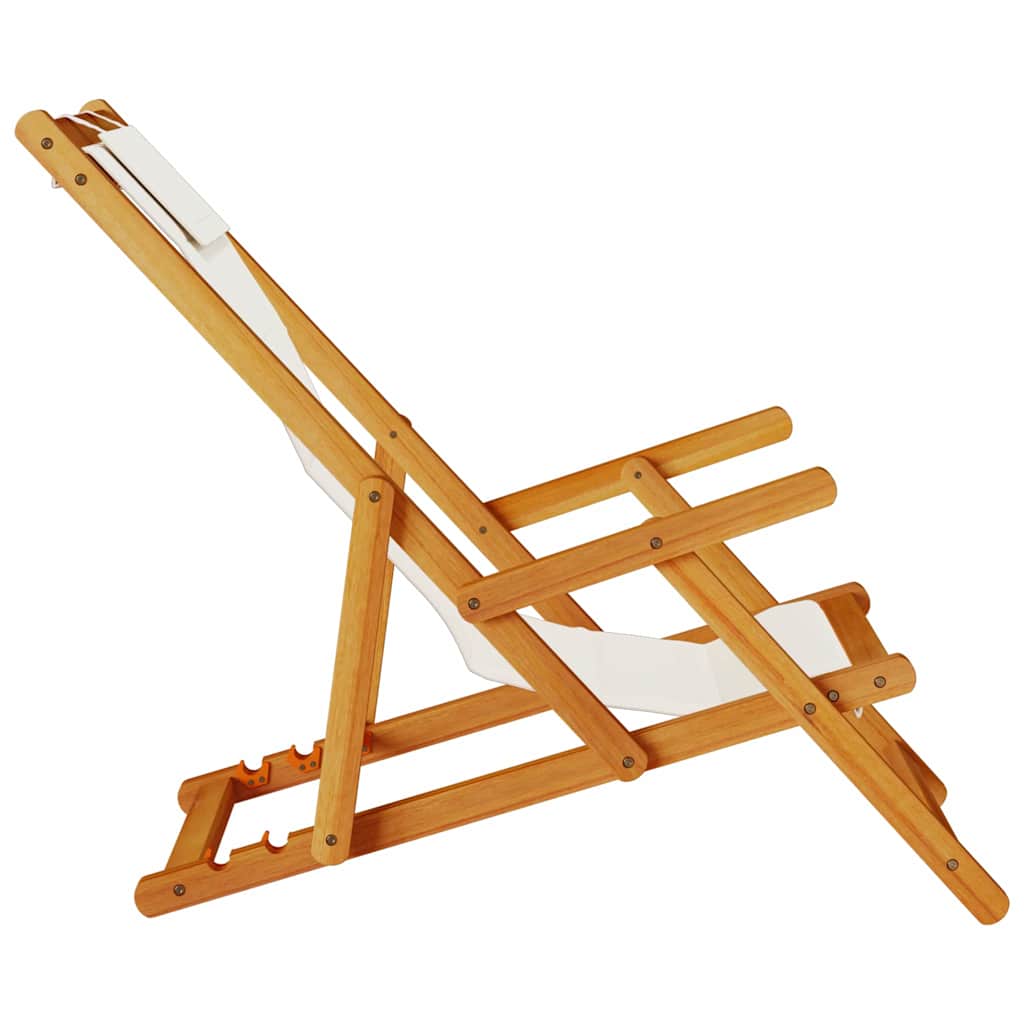 Beach Chair with Cushion Folding 2 pcs Brown Solid Acacia Wood